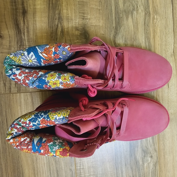 TIMBERLAND,LIBERTY OF LONDON 6 INCH PREMIUM WATERPROOF,MEDIUM PINK NUBUCK Size 7 - Picture 4 of 15